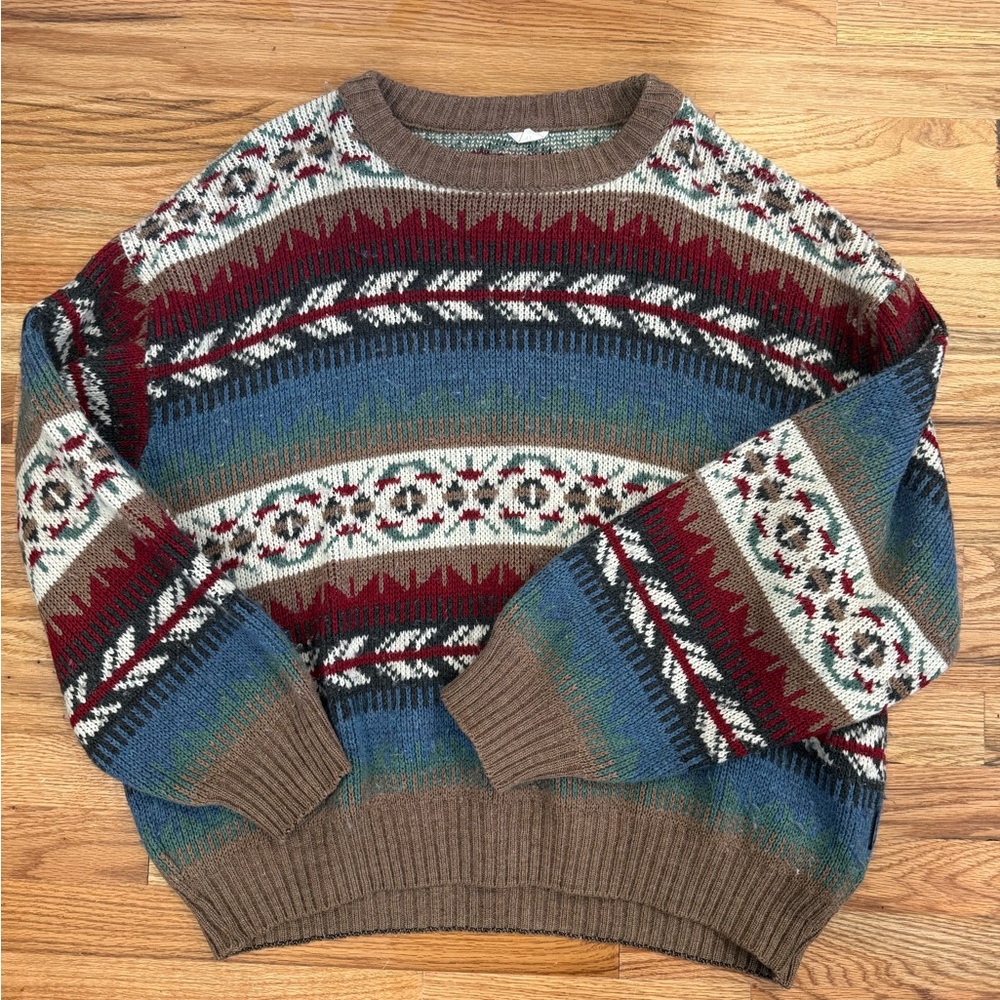 Vintage Multicolor Patterned Sweater
